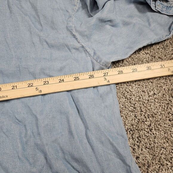 J Jill Denim Womens XL Chambray Shirt Popover Button Relaxed Peasant Blouse - Picture 13 of 13